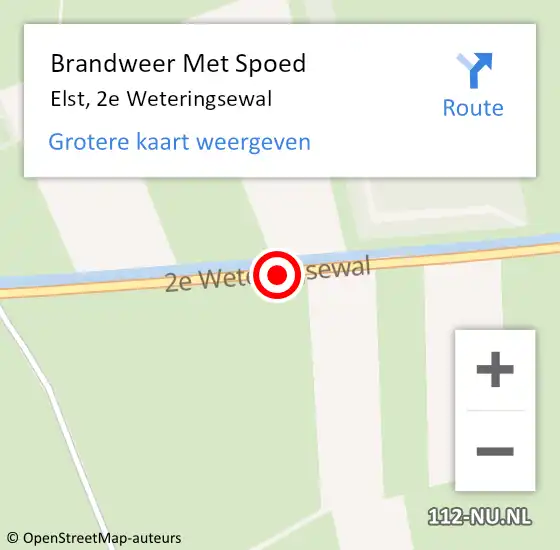 Locatie op kaart van de 112 melding: Brandweer Met Spoed Naar Elst, 2e Weteringsewal op 17 augustus 2019 03:31