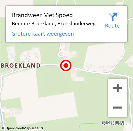 Locatie op kaart van de 112 melding: Brandweer Met Spoed Naar Beemte Broekland, Broeklanderweg op 17 augustus 2019 08:33