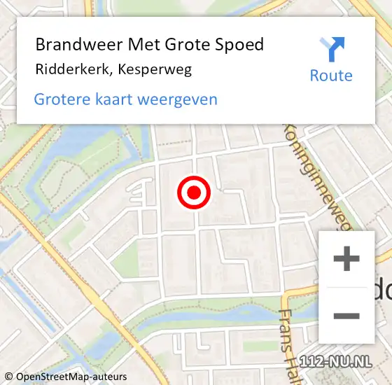 Locatie op kaart van de 112 melding: Brandweer Met Grote Spoed Naar Ridderkerk, Kesperweg op 17 augustus 2019 08:51