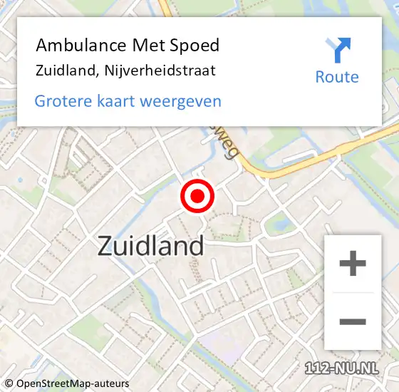 Locatie op kaart van de 112 melding: Ambulance Met Spoed Naar Zuidland, Nijverheidstraat op 17 augustus 2019 09:20