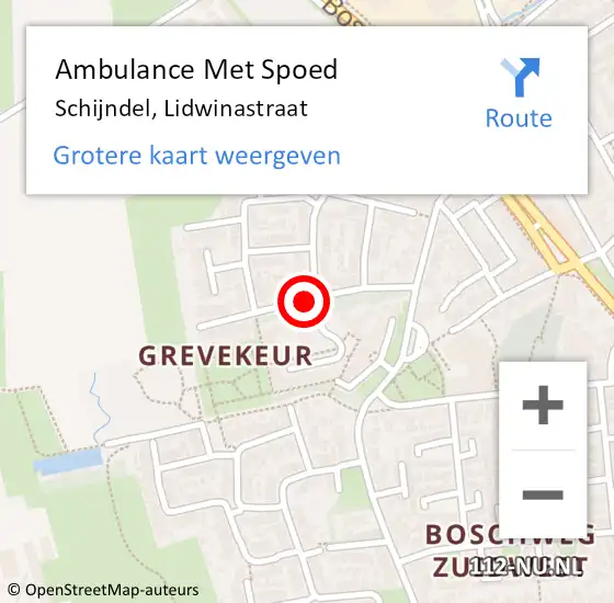 Locatie op kaart van de 112 melding: Ambulance Met Spoed Naar Schijndel, Lidwinastraat op 17 augustus 2019 09:31