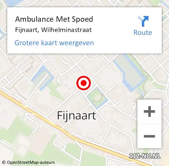 Locatie op kaart van de 112 melding: Ambulance Met Spoed Naar Fijnaart, Wilhelminastraat op 17 augustus 2019 09:45