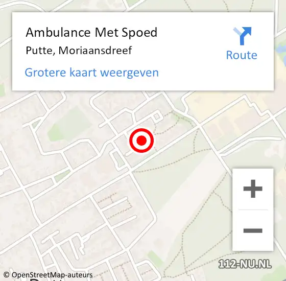 Locatie op kaart van de 112 melding: Ambulance Met Spoed Naar Putte, Moriaansdreef op 17 augustus 2019 10:57