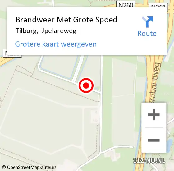 Locatie op kaart van de 112 melding: Brandweer Met Grote Spoed Naar Tilburg, IJpelareweg op 17 augustus 2019 11:17