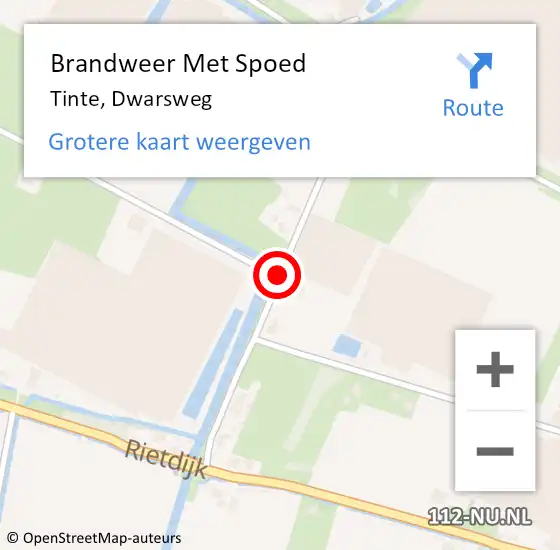 Locatie op kaart van de 112 melding: Brandweer Met Spoed Naar Tinte, Dwarsweg op 17 augustus 2019 11:23