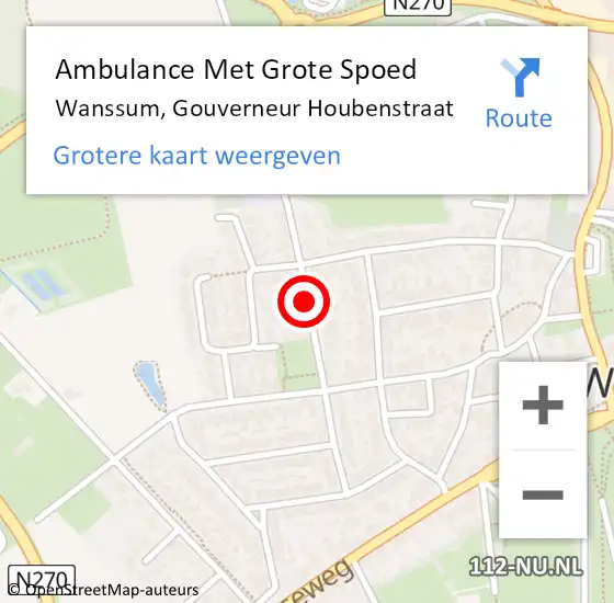 Locatie op kaart van de 112 melding: Ambulance Met Grote Spoed Naar Wanssum, Gouverneur Houbenstraat op 17 augustus 2019 12:02