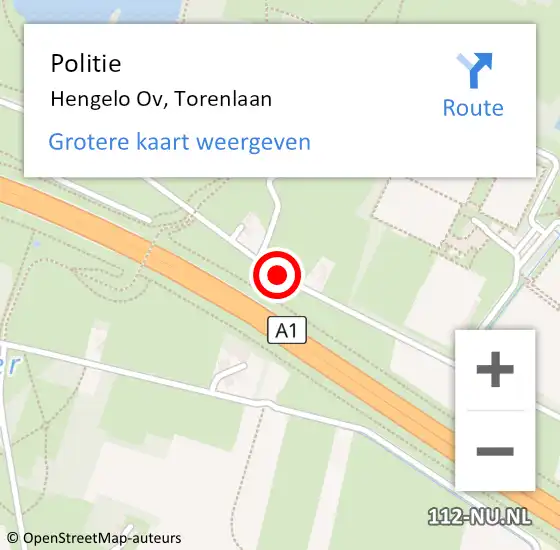 Locatie op kaart van de 112 melding: Politie Hengelo Ov, Torenlaan op 17 augustus 2019 12:14