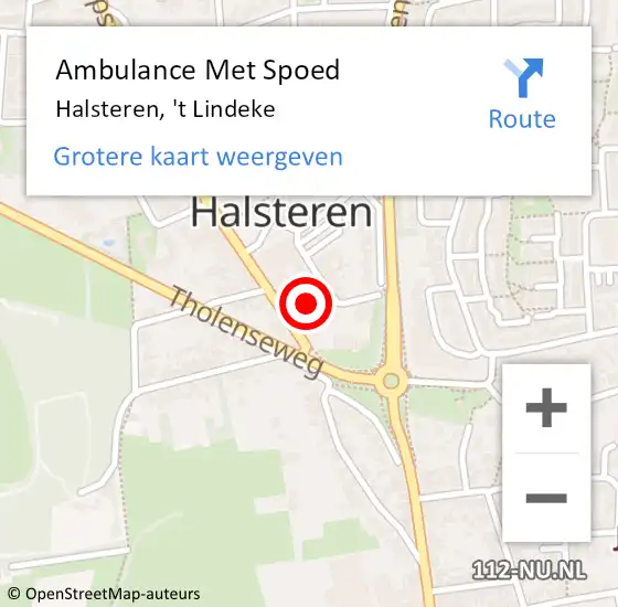 Locatie op kaart van de 112 melding: Ambulance Met Spoed Naar Halsteren, 't Lindeke op 17 augustus 2019 12:30