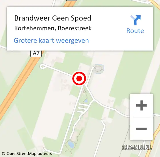 Locatie op kaart van de 112 melding: Brandweer Geen Spoed Naar Kortehemmen, Boerestreek op 17 augustus 2019 12:36