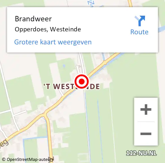 Locatie op kaart van de 112 melding: Brandweer Opperdoes, Westeinde op 17 augustus 2019 12:37