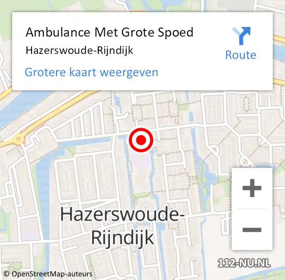 Locatie op kaart van de 112 melding: Ambulance Met Grote Spoed Naar Hazerswoude-Rijndijk op 17 augustus 2019 13:13