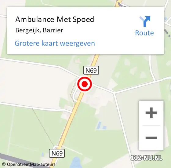 Locatie op kaart van de 112 melding: Ambulance Met Spoed Naar Bergeijk, Barrier op 17 augustus 2019 13:55