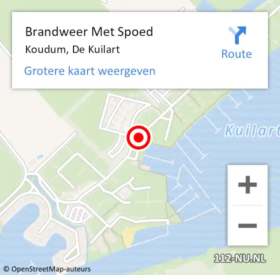 Locatie op kaart van de 112 melding: Brandweer Met Spoed Naar Koudum, De Kuilart op 17 augustus 2019 13:58