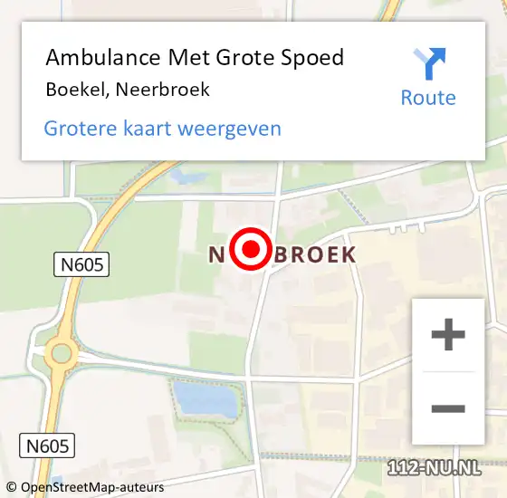 Locatie op kaart van de 112 melding: Ambulance Met Grote Spoed Naar Boekel, Neerbroek op 17 augustus 2019 14:28