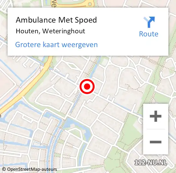 Locatie op kaart van de 112 melding: Ambulance Met Spoed Naar Houten, Weteringhout op 10 april 2014 21:24