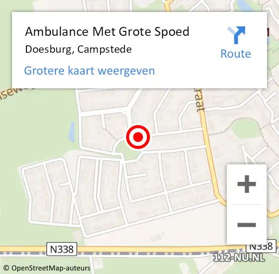 Locatie op kaart van de 112 melding: Ambulance Met Grote Spoed Naar Doesburg, Campstede op 17 augustus 2019 14:36