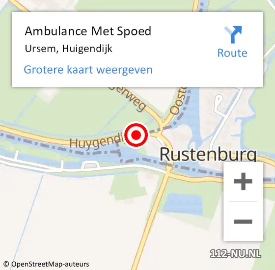 Locatie op kaart van de 112 melding: Ambulance Met Spoed Naar Ursem, Huigendijk op 17 augustus 2019 15:13