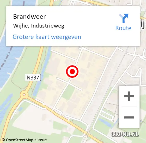 Locatie op kaart van de 112 melding: Brandweer Wijhe, Industrieweg op 17 augustus 2019 16:19
