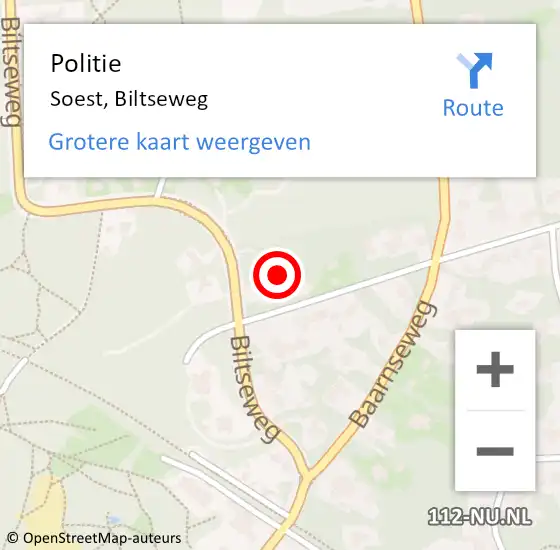 Locatie op kaart van de 112 melding: Politie Soest, Biltseweg op 17 augustus 2019 16:47