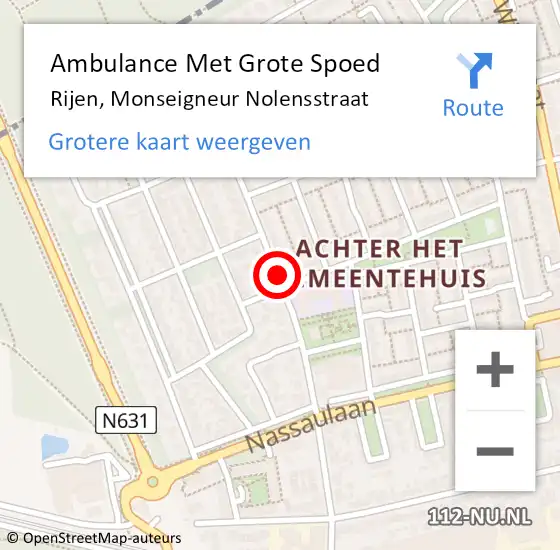 Locatie op kaart van de 112 melding: Ambulance Met Grote Spoed Naar Rijen, Monseigneur Nolensstraat op 17 augustus 2019 17:45