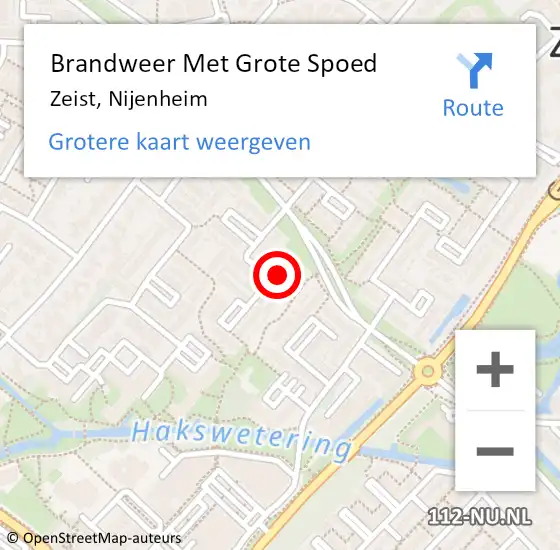 Locatie op kaart van de 112 melding: Brandweer Met Grote Spoed Naar Zeist, Nijenheim op 17 augustus 2019 18:49