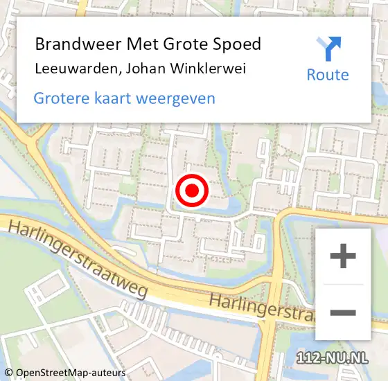 Locatie op kaart van de 112 melding: Brandweer Met Grote Spoed Naar Leeuwarden, Johan Winklerwei op 17 augustus 2019 19:00