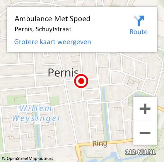 Locatie op kaart van de 112 melding: Ambulance Met Spoed Naar Pernis, Schuytstraat op 17 augustus 2019 19:15