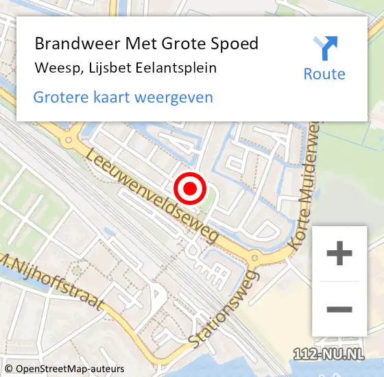 Locatie op kaart van de 112 melding: Brandweer Met Grote Spoed Naar Weesp, Lijsbet Eelantsplein op 10 april 2014 21:55