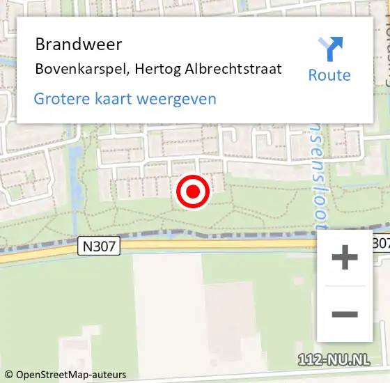 Locatie op kaart van de 112 melding: Brandweer Bovenkarspel, Hertog Albrechtstraat op 10 april 2014 22:04