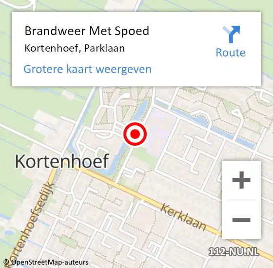 Locatie op kaart van de 112 melding: Brandweer Met Spoed Naar Kortenhoef, Parklaan op 17 augustus 2019 21:32