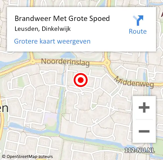 Locatie op kaart van de 112 melding: Brandweer Met Grote Spoed Naar Leusden, Dinkelwijk op 17 augustus 2019 23:02