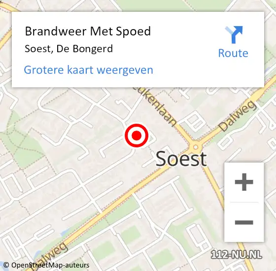 Locatie op kaart van de 112 melding: Brandweer Met Spoed Naar Soest, De Bongerd op 10 april 2014 22:22