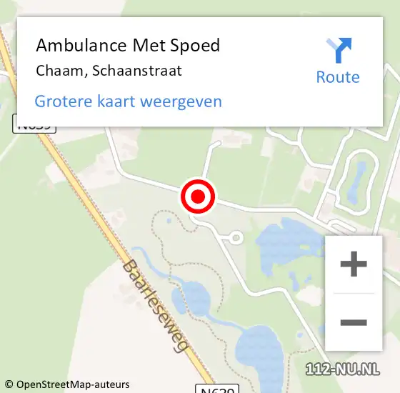 Locatie op kaart van de 112 melding: Ambulance Met Spoed Naar Chaam, Schaanstraat op 18 augustus 2019 01:01
