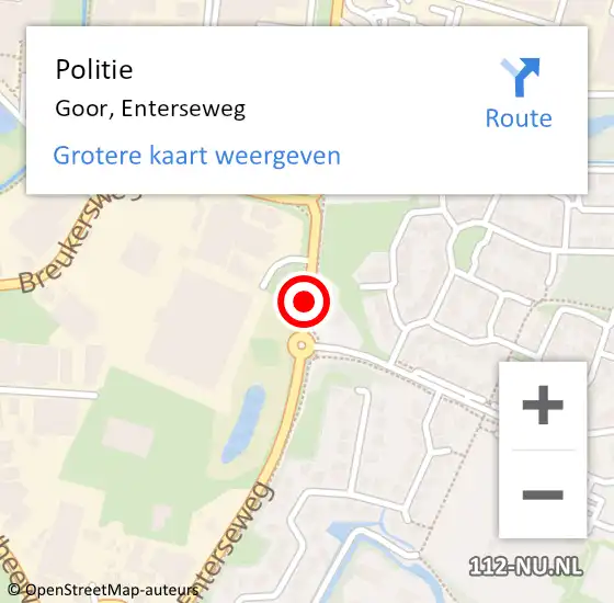 Locatie op kaart van de 112 melding: Politie Goor, Enterseweg op 18 augustus 2019 01:39