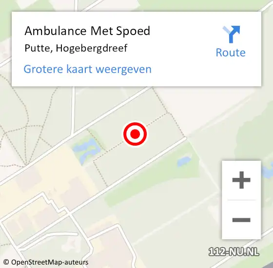 Locatie op kaart van de 112 melding: Ambulance Met Spoed Naar Putte, Hogebergdreef op 18 augustus 2019 04:13