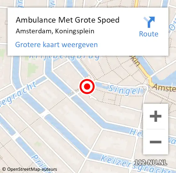 Locatie op kaart van de 112 melding: Ambulance Met Grote Spoed Naar Amsterdam, Koningsplein op 18 augustus 2019 04:32