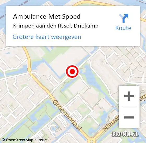 Locatie op kaart van de 112 melding: Ambulance Met Spoed Naar Krimpen aan den IJssel, Driekamp op 18 augustus 2019 04:47