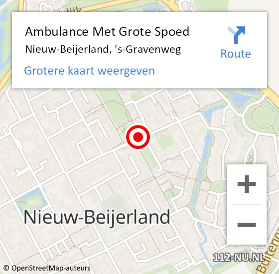 Locatie op kaart van de 112 melding: Ambulance Met Grote Spoed Naar Nieuw-Beijerland, 's-Gravenweg op 18 augustus 2019 05:05