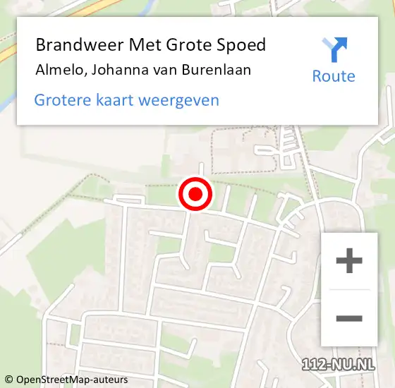 Locatie op kaart van de 112 melding: Brandweer Met Grote Spoed Naar Almelo, Johanna van Burenlaan op 18 augustus 2019 07:06