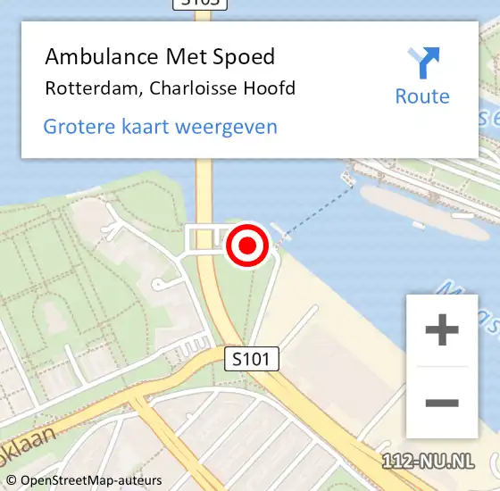 Locatie op kaart van de 112 melding: Ambulance Met Spoed Naar Rotterdam, Charloisse Hoofd op 18 augustus 2019 08:13
