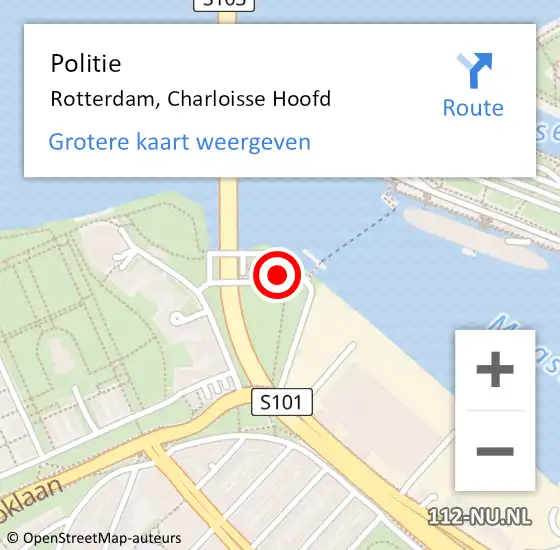Locatie op kaart van de 112 melding: Politie Rotterdam, Charloisse Hoofd op 18 augustus 2019 08:39