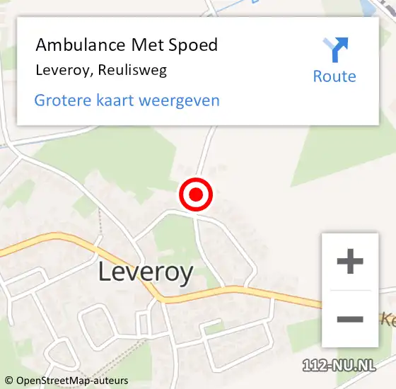 Locatie op kaart van de 112 melding: Ambulance Met Spoed Naar Leveroy, Reulisweg op 18 augustus 2019 09:16