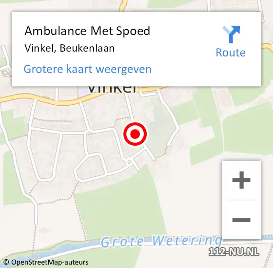 Locatie op kaart van de 112 melding: Ambulance Met Spoed Naar Vinkel, Beukenlaan op 18 augustus 2019 09:23