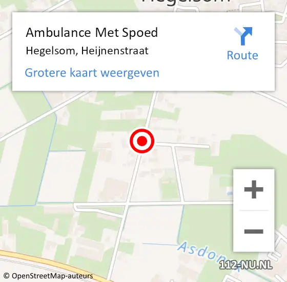 Locatie op kaart van de 112 melding: Ambulance Met Spoed Naar Hegelsom, Heijnenstraat op 18 augustus 2019 09:31