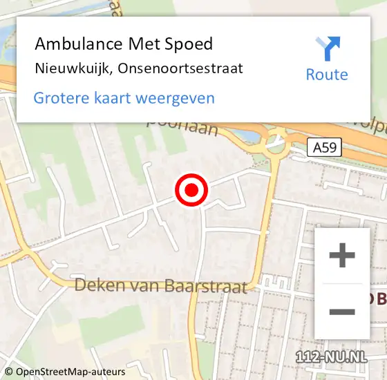Locatie op kaart van de 112 melding: Ambulance Met Spoed Naar Nieuwkuijk, Onsenoortsestraat op 18 augustus 2019 10:42