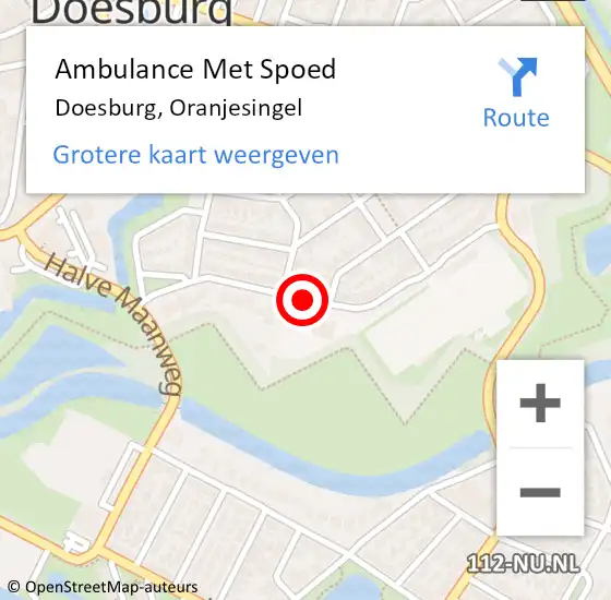 Locatie op kaart van de 112 melding: Ambulance Met Spoed Naar Doesburg, Oranjesingel op 18 augustus 2019 11:25
