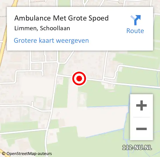 Locatie op kaart van de 112 melding: Ambulance Met Grote Spoed Naar Limmen, Schoollaan op 18 augustus 2019 13:23