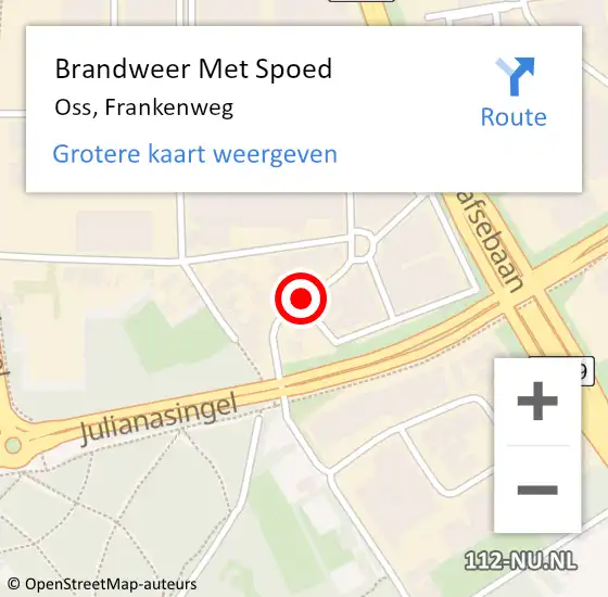 Locatie op kaart van de 112 melding: Brandweer Met Spoed Naar Oss, Frankenweg op 18 augustus 2019 13:32