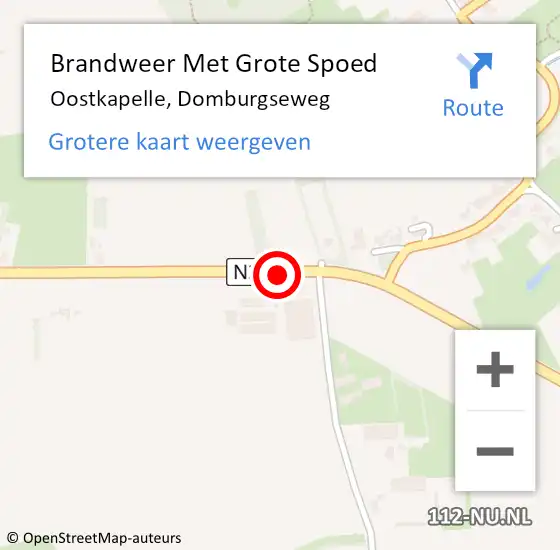 Locatie op kaart van de 112 melding: Brandweer Met Grote Spoed Naar Oostkapelle, Domburgseweg op 18 augustus 2019 14:57