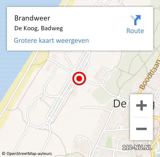 Locatie op kaart van de 112 melding: Brandweer De Koog, Badweg op 18 augustus 2019 15:14